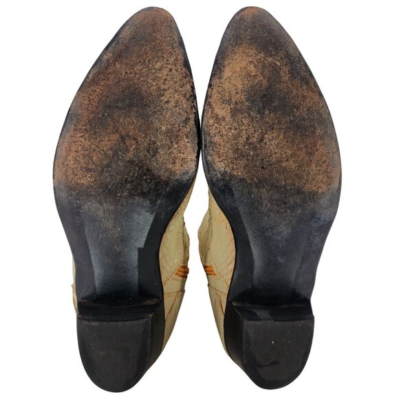 Max Leather Exotic Hornback Crocodile Cream Dress Boots Men 11 Handmade USA Shoe - Picture 5 of 16